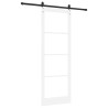 Porte Coulissante avec Kit de Quincaillerie 'ORKDAL'Bois Massif Blanc & Verre 