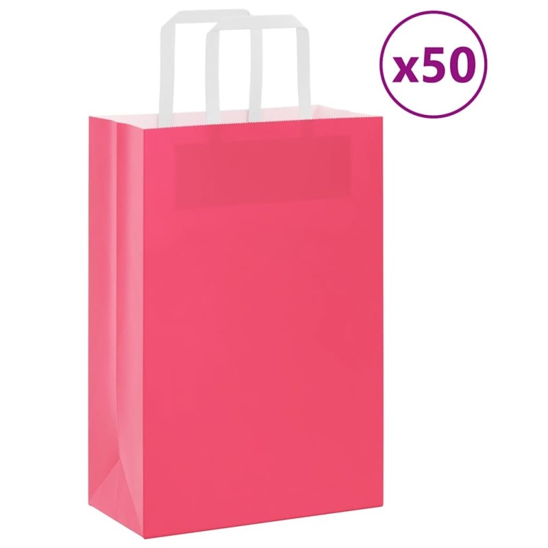 Sacs en papier 50 pcs avec poignées rose 21x11x31 cm 