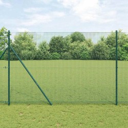 Clôture en fil soudé avec 13 poteaux verts 1,5x25 m en acier 