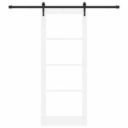 Porte coulissante avec matériel blanc 83x211 cm bois massif en pin 