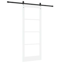 Porte coulissante avec matériel blanc 83x211 cm bois massif en pin 