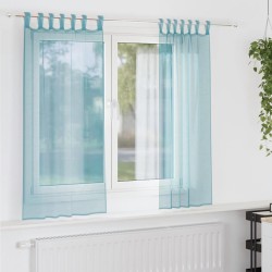Rideaux en voile avec passe-tringles 2 pcs turquoise 