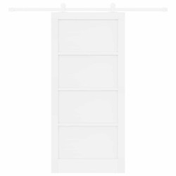Porte coulissante avec kit quincaillerie 'ORKDAL'blanche en bois massif de pin 
