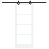 Porte Coulissante avec Kit de Quincaillerie "ORKDAL" Bois Massif Blanc & Verre 