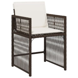 Ensemble jardin 5 pièces avec coussins, polyrotin marron 