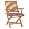 Chaises de jardin lot de 2 avec coussins à carreaux rouge Teck 