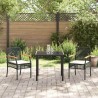 Set de salle à manger de jardin de 3 pièces avec coussins en poly rotin noir 