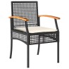 Set de salle à manger de jardin de 3 pièces avec coussins en poly rotin noir 
