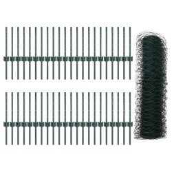 Piquets de clôture 11 pcs U-Channel Vert 40 cm Acier 