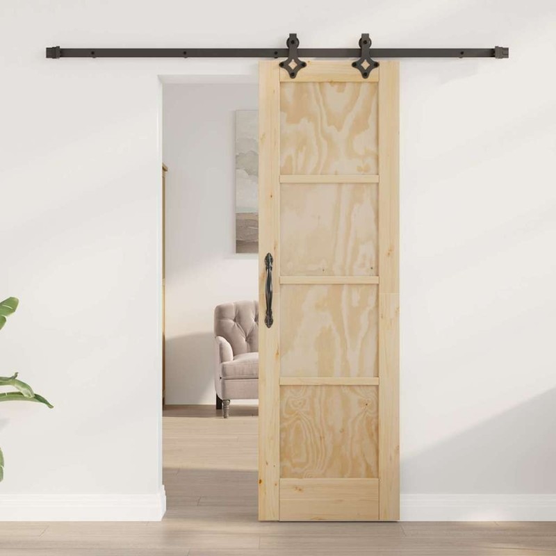Porte Coulissante avec Ensemble Quincaillerie 61x198,5 cm Bois Massif Pin 