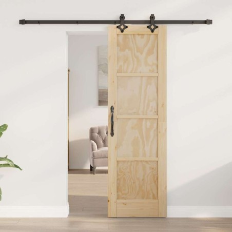 Porte Coulissante avec Ensemble Quincaillerie 61x198,5 cm Bois Massif Pin 