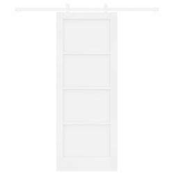 Porte coulissante avec ensemble de quincaillerie blanche 78x202 cm en pin massif 