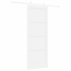 Porte coulissante avec ensemble de quincaillerie blanche 78x202 cm en pin massif 