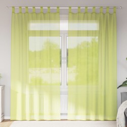 Rideaux en voile avec passants 2 pcs vert pomme 