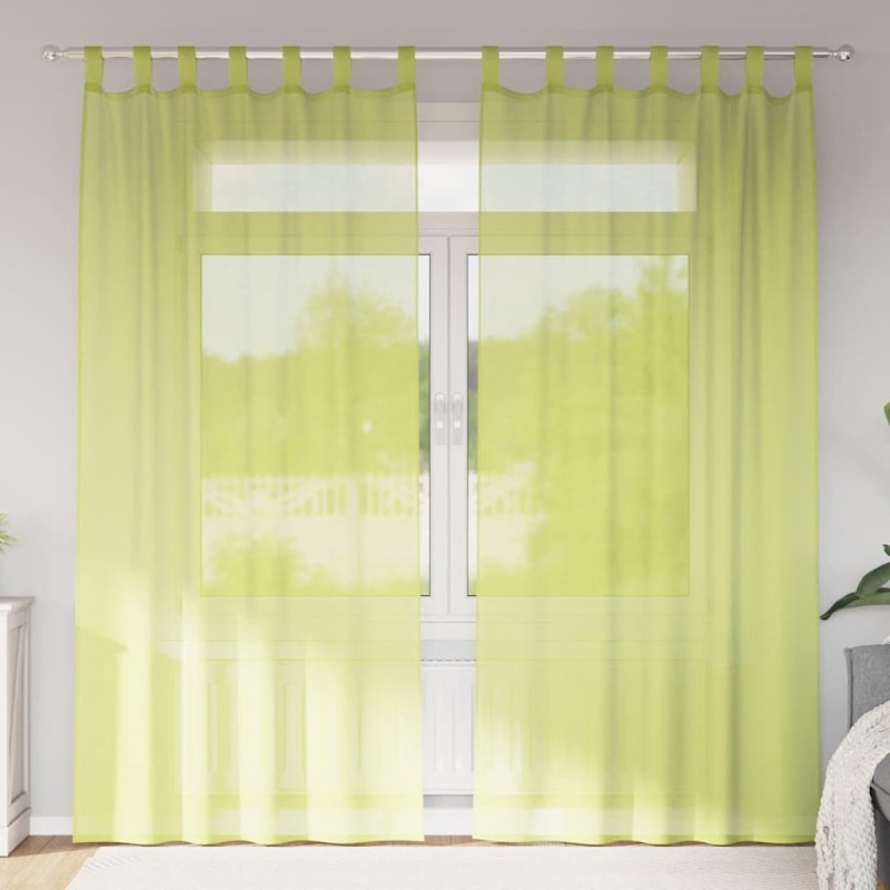 Rideaux en voile avec passants 2 pcs vert pomme 
