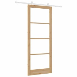Porte coulissante avec kit matériel 'ORKDAL'en bois massif et verre 