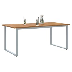 Table de repas extérieure Grise 180x90x75 cm en acier et bois d'acacia 