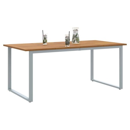 Table de repas extérieure Grise 180x90x75 cm en acier et bois d'acacia 