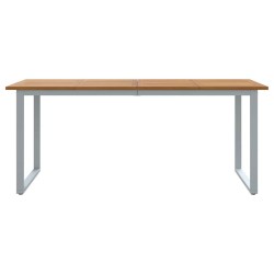 Table de repas extérieure Grise 180x90x75 cm en acier et bois d'acacia 
