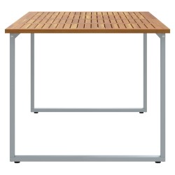 Table de repas extérieure Grise 180x90x75 cm en acier et bois d'acacia 