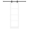 Porte Coulissante avec Matériel "ORKDAL" Bois Massif Blanc & Verre 