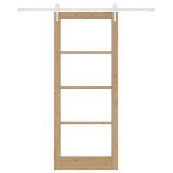 Porte Coulissante avec Quincaillerie Set 86x211 cm Bois Solide Pin 