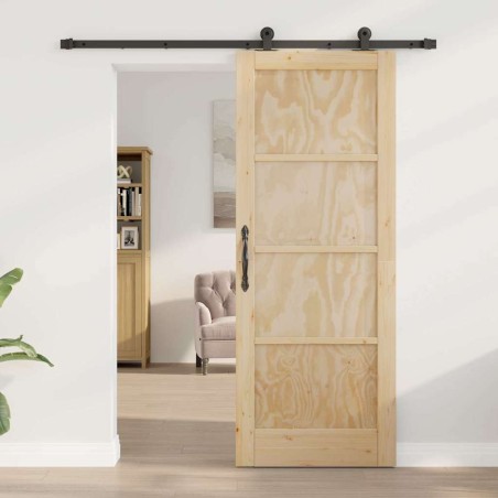 Porte coulissante avec quincaillerie 78x202 cm en bois massif de pin 
