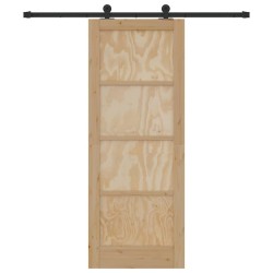 Porte coulissante avec quincaillerie 78x202 cm en bois massif de pin 