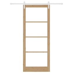 Porte Coulissante avec Kit de Quincaillerie 'ORKDAL'Bois Massif & Verre 
