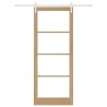 Porte Coulissante avec Kit de Quincaillerie 'ORKDAL'Bois Massif & Verre 