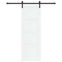 Porte Coulissante avec Kit de Quincaillerie Blanche 73.5x211 cm Bois Massif de Pin 