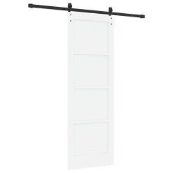 Porte Coulissante avec Kit de Quincaillerie Blanche 73.5x211 cm Bois Massif de Pin 