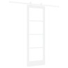 Porte Coulissante avec Kit de Quincaillerie 'ORKDAL'Bois Massif Blanc et Verre 