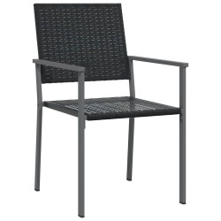 Ensemble de repas de jardin en poly rattan noir, 3 pièces 
