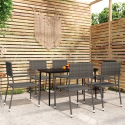 Ensemble à manger de jardin 7 pcs Gris 