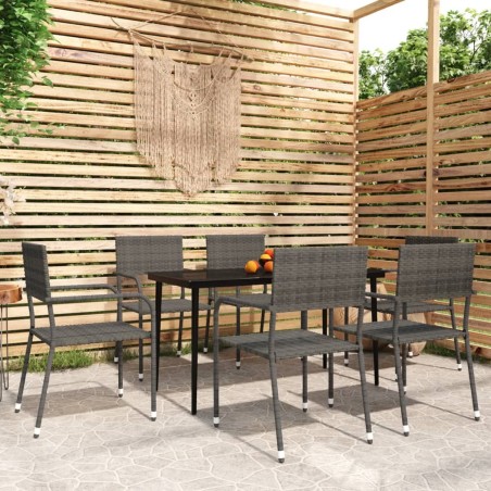 Ensemble à manger de jardin 7 pcs Gris 