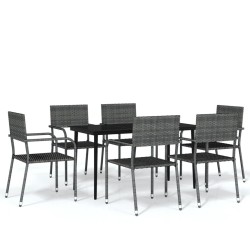 Ensemble à manger de jardin 7 pcs Gris 