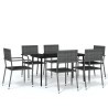 Ensemble à manger de jardin 7 pcs Gris 