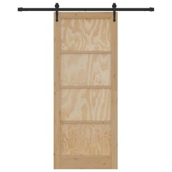 Porte coulissante avec quincaillerie 86x211 cm en bois massif de pin 