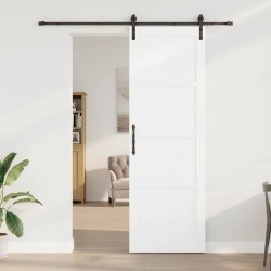 Porte coulissante avec kit matériel blanche 78x232 cm bois massif pin 