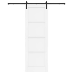 Porte coulissante avec kit matériel blanche 78x232 cm bois massif pin 