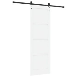 Porte coulissante avec kit matériel blanche 78x232 cm bois massif pin 