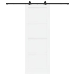 Porte Coulissante avec Set de Quincaillerie 'ORKDAL'Bois Massif Blanc 