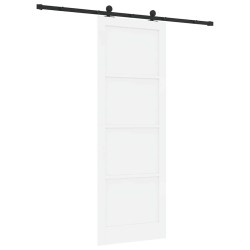 Porte Coulissante avec Set de Quincaillerie 'ORKDAL'Bois Massif Blanc 