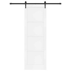Porte Coulissante avec Ensemble de Quincaillerie Blanche 78x232 cm Bois Massif Pin 