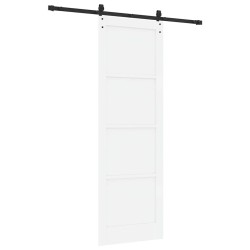 Porte Coulissante avec Ensemble de Quincaillerie Blanche 78x232 cm Bois Massif Pin 