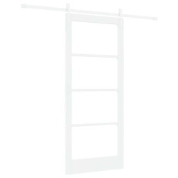 Porte coulissante avec matériel blanc 86x198,5 cm en bois massif de pin 