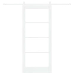 Porte coulissante avec matériel blanc 86x198,5 cm en bois massif de pin 