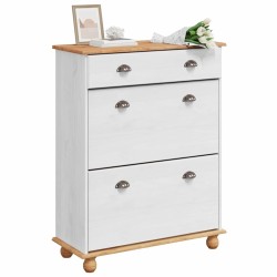 Cabinet à chaussures ASKIM Blanc 85x35x108 cm Bois massif pin 