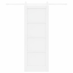 Porte coulissante avec ensemble de quincaillerie blanche 73,5x198,5 cm bois massif pin 
